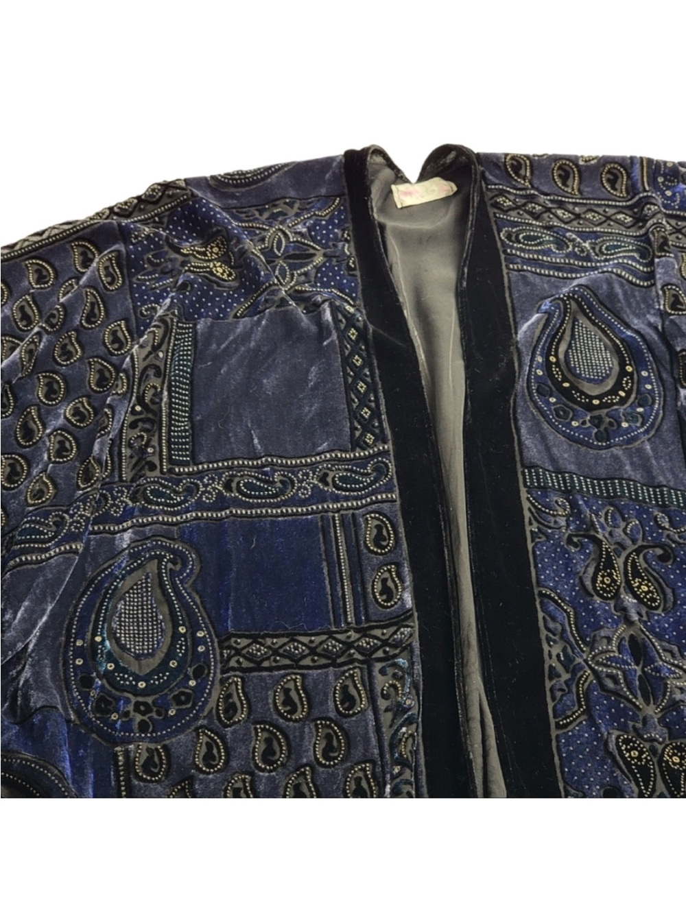 Free People Velvet Burnout Floral Kimono Stevie Nicks Dark Boho Festival Open - Picture 6 of 9